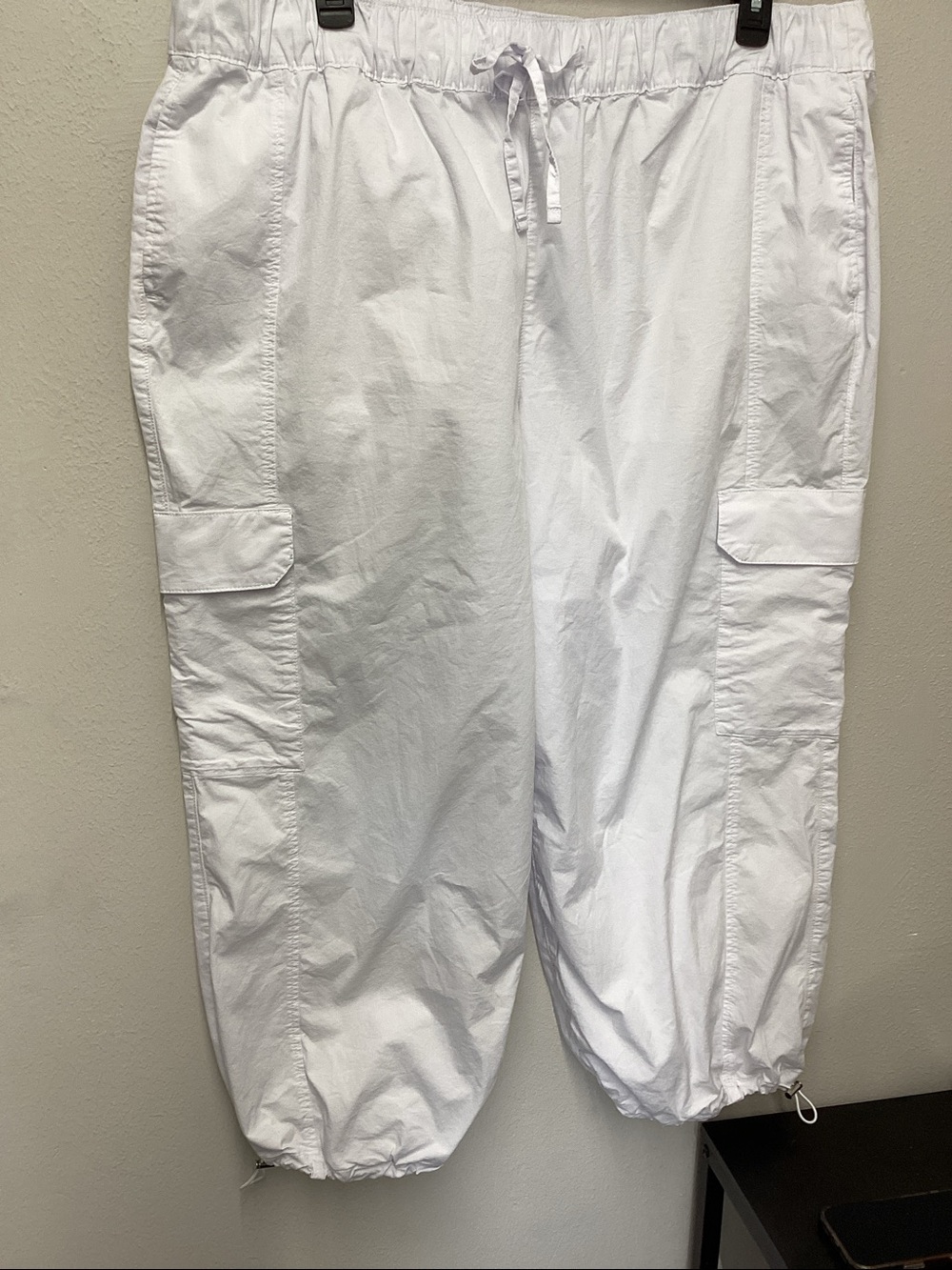 Lane Bryant White Cargo Drawstring Ankle Pants